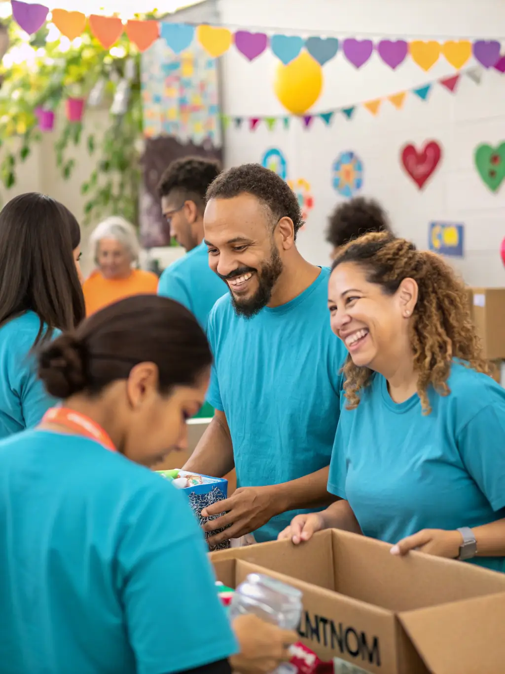 A heartwarming photo of club members volunteering at a local community event, emphasizing the club's commitment to social responsibility.