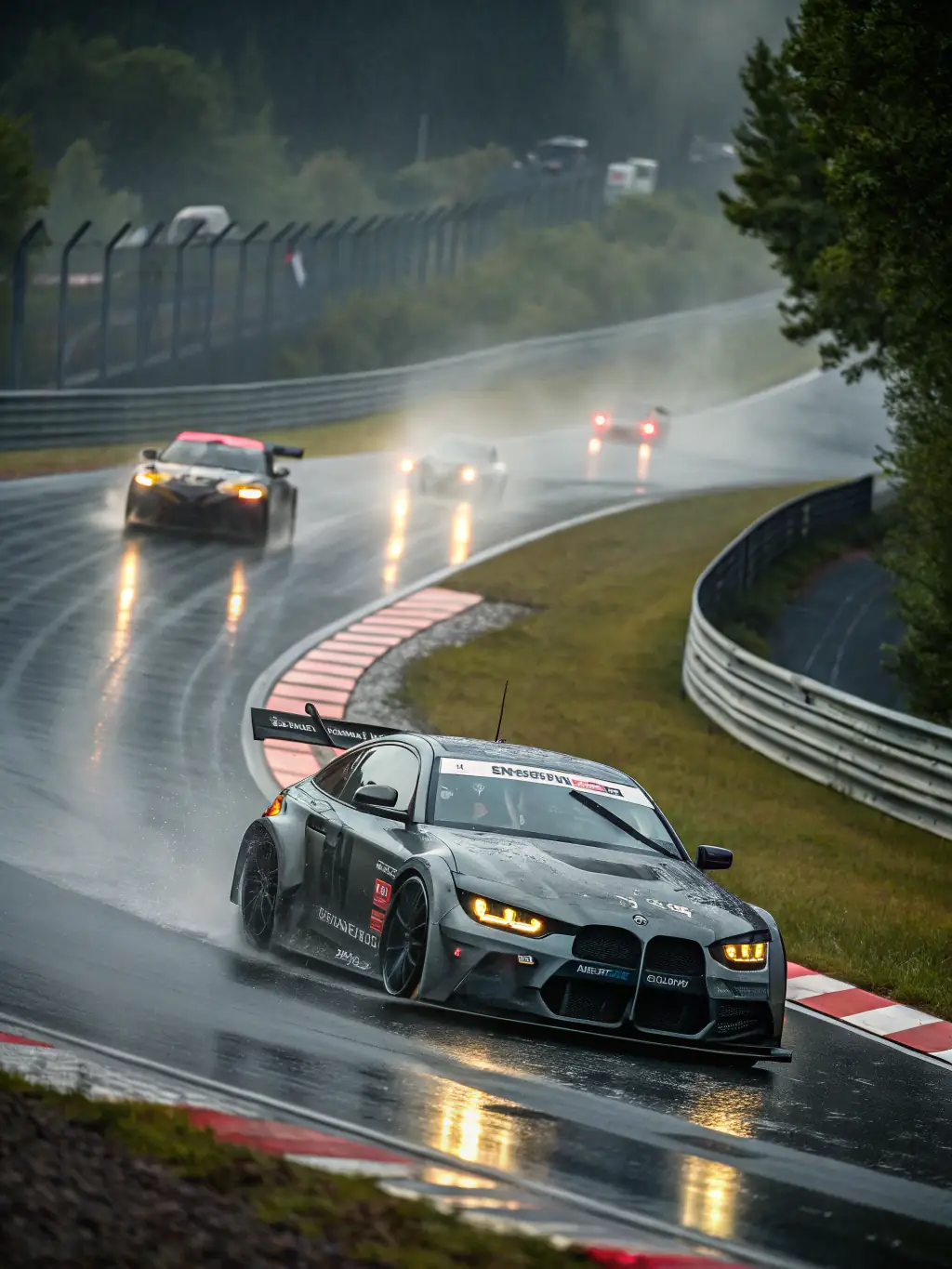 A high-speed photograph capturing a race car drifting around a corner on a professional track, showcasing the excitement of Club Pro Team Sport De Grenoble's racing events.