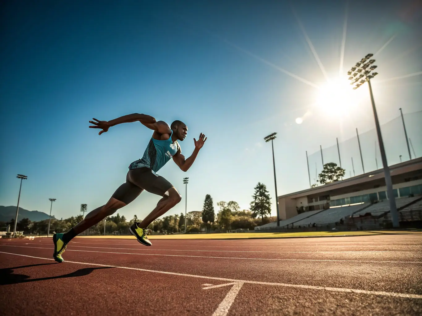 A vibrant image of young athletes engaged in track and field activities, highlighting speed, endurance, and individual achievement.
