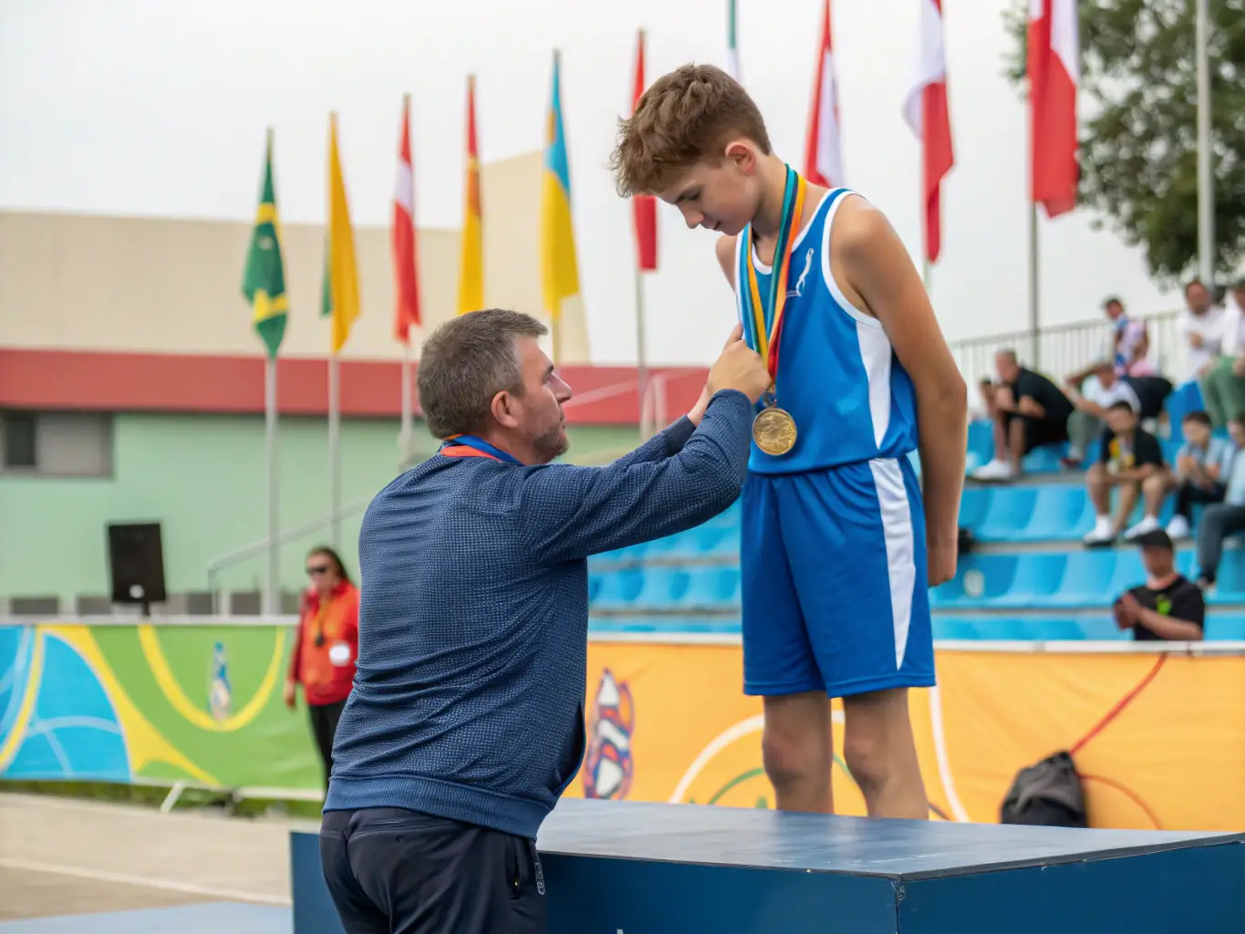An inspiring image of a young athlete from CPTSDGAPTS receiving an award or recognition for their achievements, highlighting the competitive opportunities and personal growth.